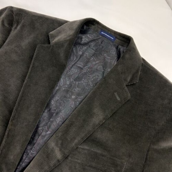 Stafford Men's Dark Grey Corduroy Cotton Long Sleeve Blazer Jacket 42R